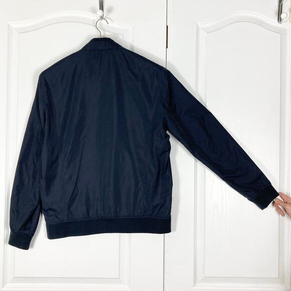 Nwot TED BAKER Bomber Jacket Men 4/L Navy Windbreaker Zip Pocket Logo “Electiv” - Picture 3 of 12